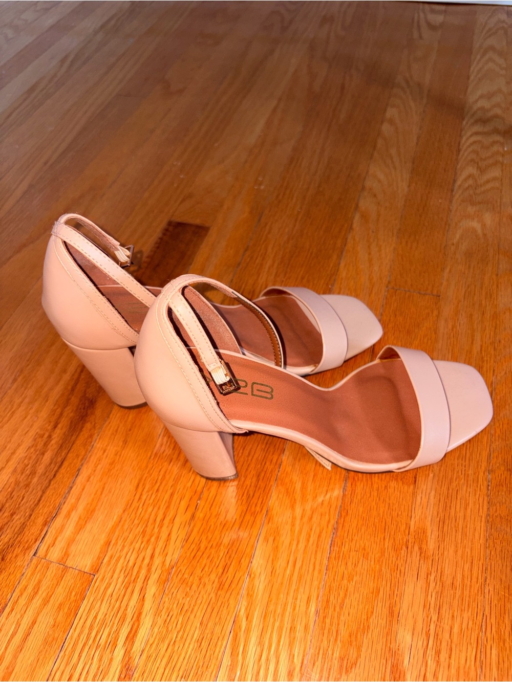 Classic Blush Pink Block Heel Sandals with Ankle Strap